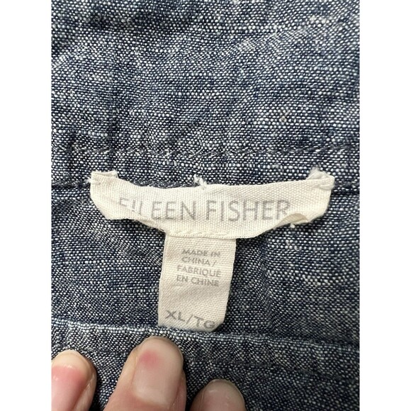 Eileen Fisher Chambray Hemp Cotton Skirt Classic A-Line Coastal Minimalist Sz XL - Picture 4 of 6